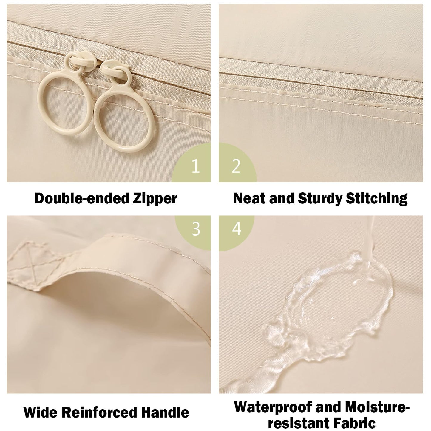 Packing Cubes - Suitcase Organizers - Travel Organizer Set - Luggage Organizer - Clothes Storage - Space Saving - Holiday Accessories - Shoe Bag - Laundry Bag - Backpacking - Travel Bag - Water-Repellent - Beige - 6 Pieces
