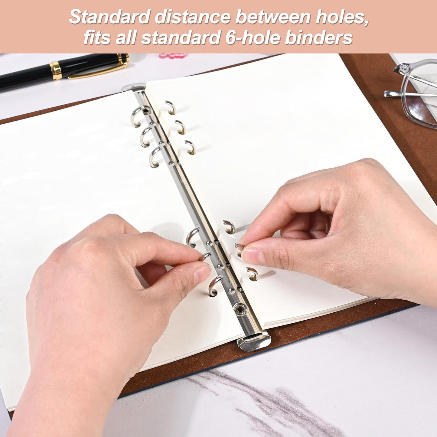 Notebook Refill A5 - Ring Binder Paper 6 Holes - Agenda Refill - Bullet Journal Paper - Refillable Notepad - Writing Paper - Planner Inserts - Office Supplies - School Supplies - Blank Sketch Paper -No Lines - White - 5 Pieces