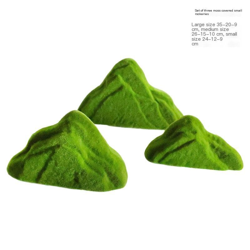 ArtificialSetofThreeSmallMossRockeries