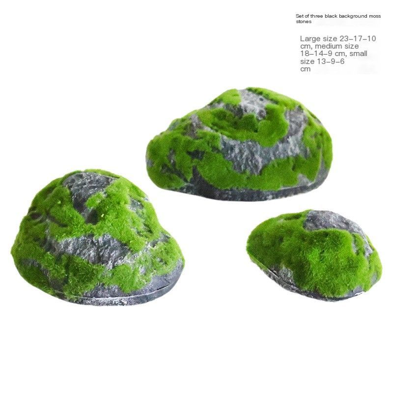 ArtificialSetofThreeSmallMossRockeries