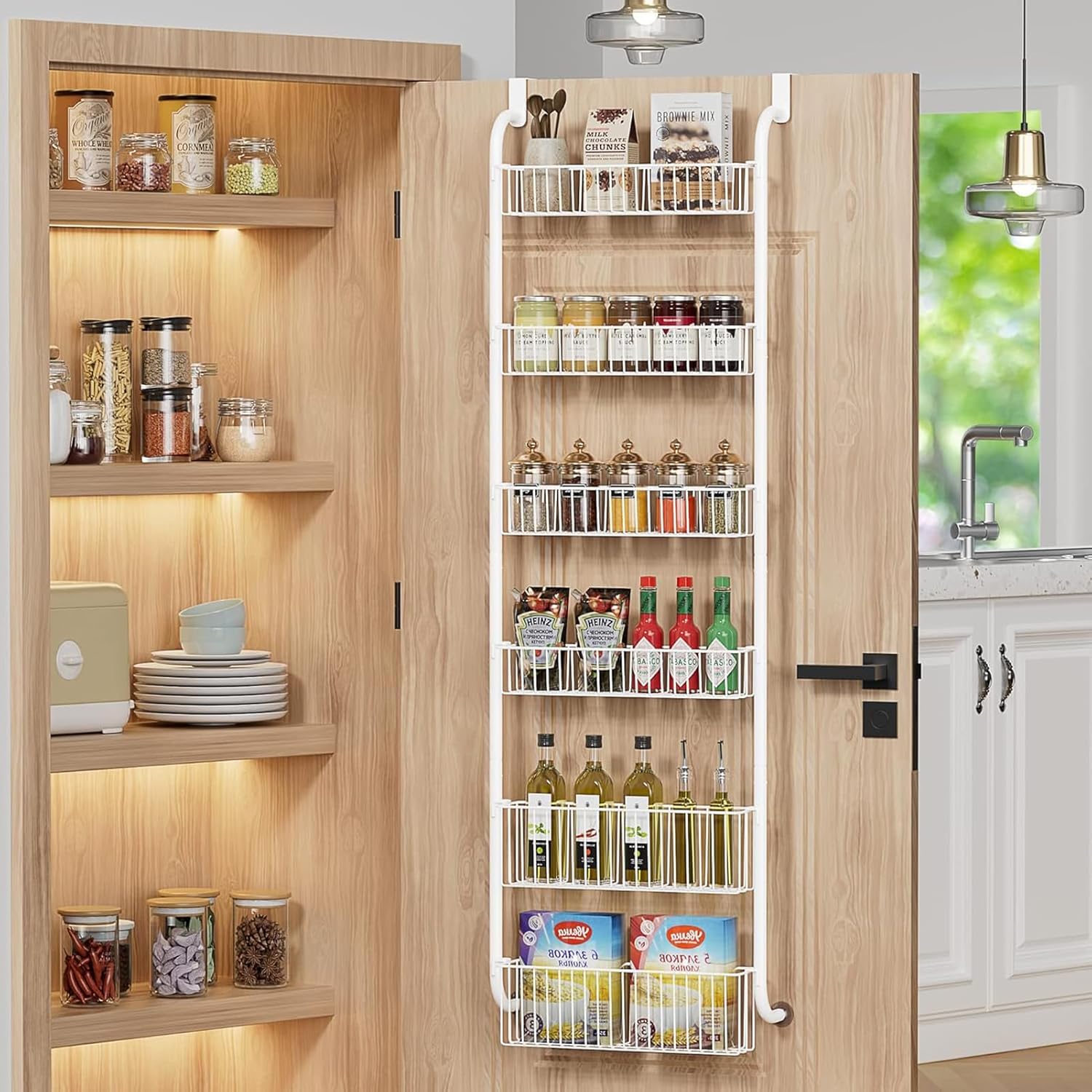 CARLA HOME 6-Tier Over the Door Organizer Heavy-Duty Metal Pantry Rack ...