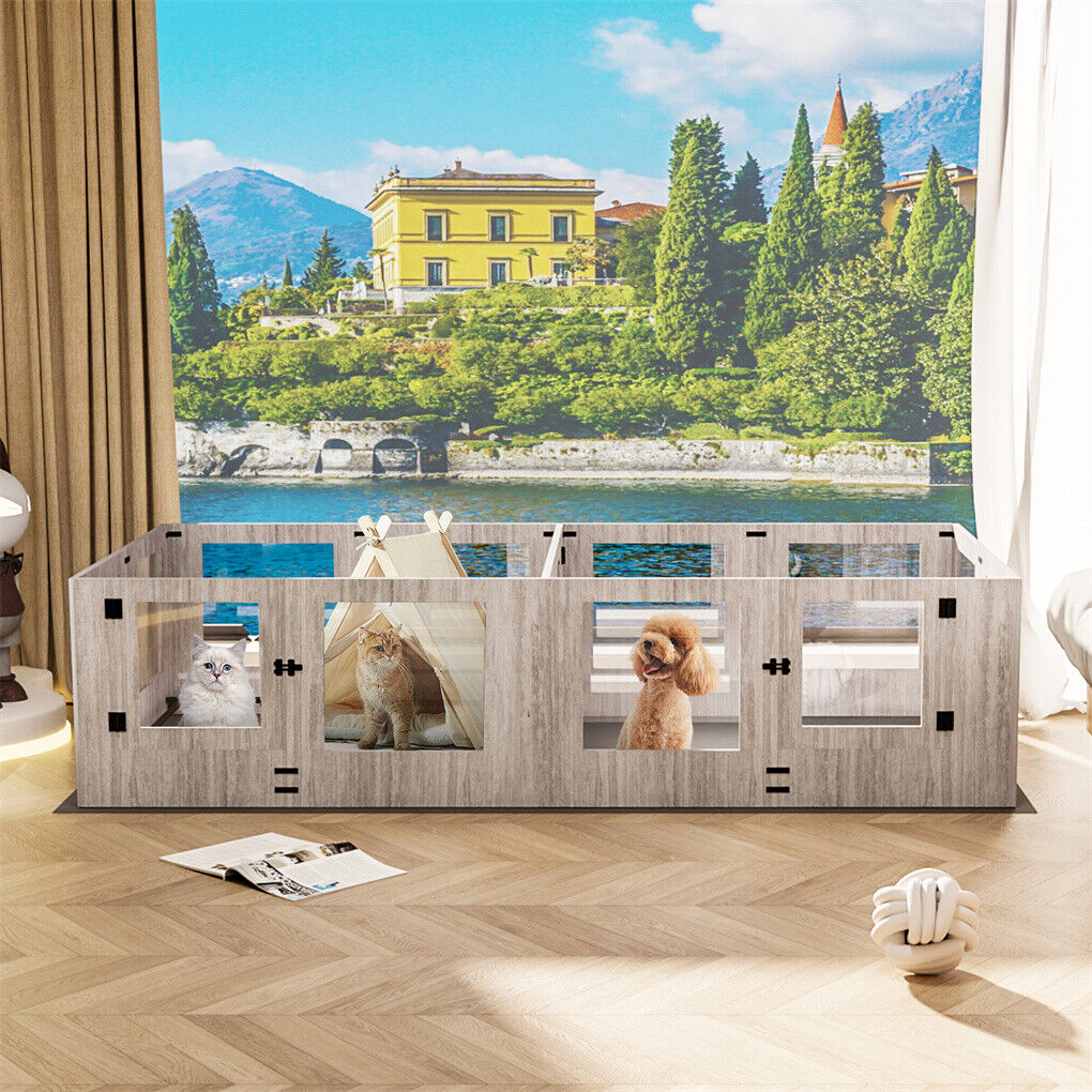 Dog Whelping Box 14 Panels Heavy Duty Puppy Pen with Pad