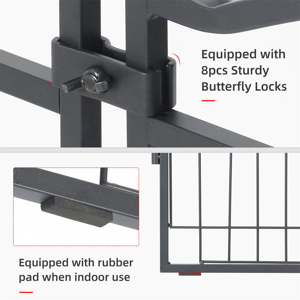 16 Panel Pet Playpen Gate Extension w/ Lockable Door Large Dog Cage