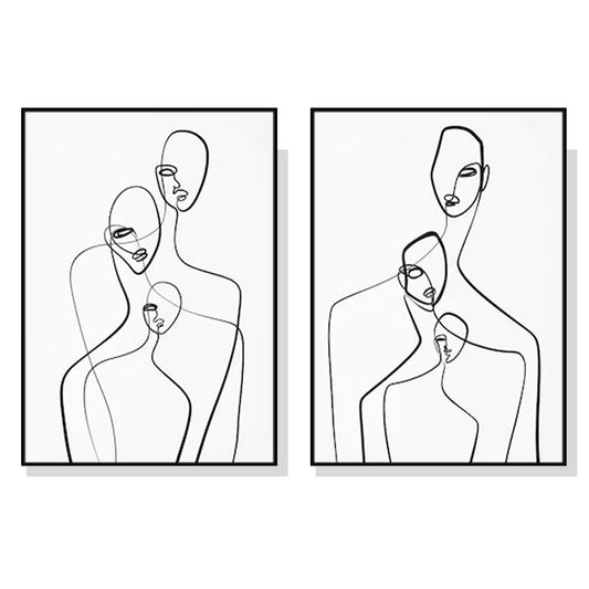 Wall Art 70cmx100cm Abstract Figures 2 Sets Black Frame Canvas
