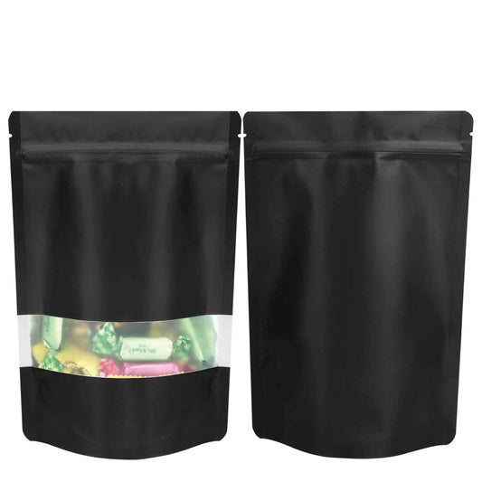 400 Resealable Mylar Stand Up Bags 28.5x19cm - Black Food Packaging Zip Pouch