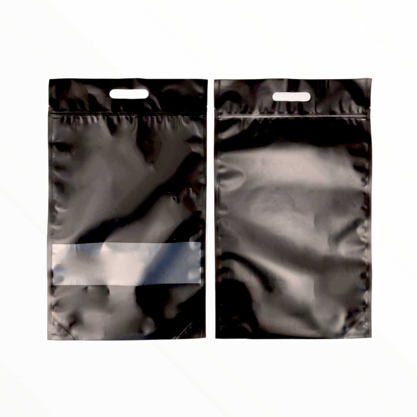 500 Resealable Black Stand Up Bags 44x29.5cm - Food Packaging Zip Pouch and Handle