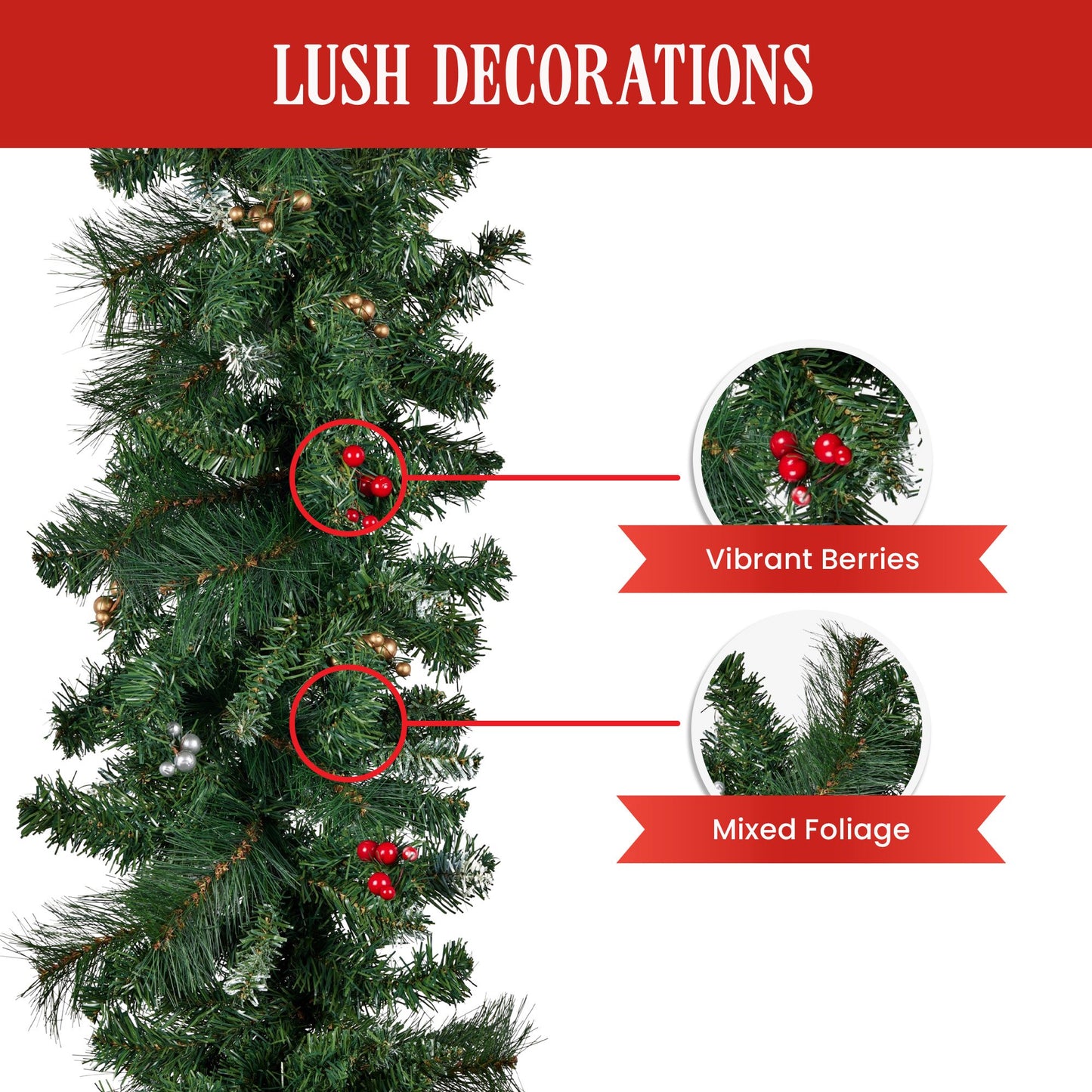 Christabelle 305cm Extra Long Christmas Garland with Berries