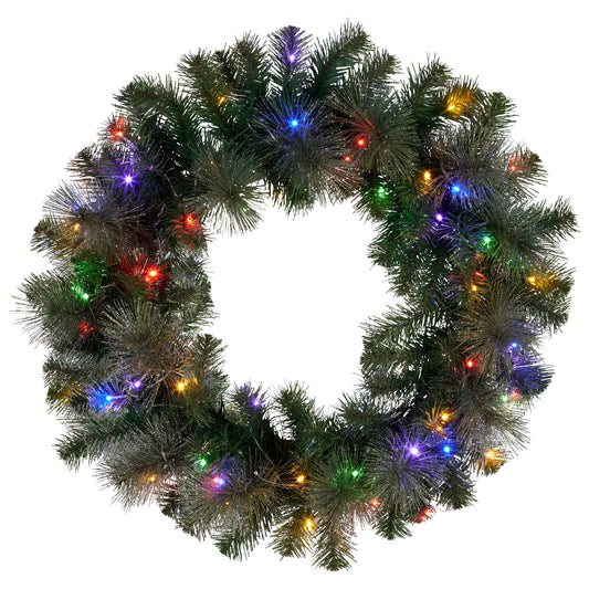 Christabelle 61cm Battery-operated Christmas Wreath Glittery Gold Pine