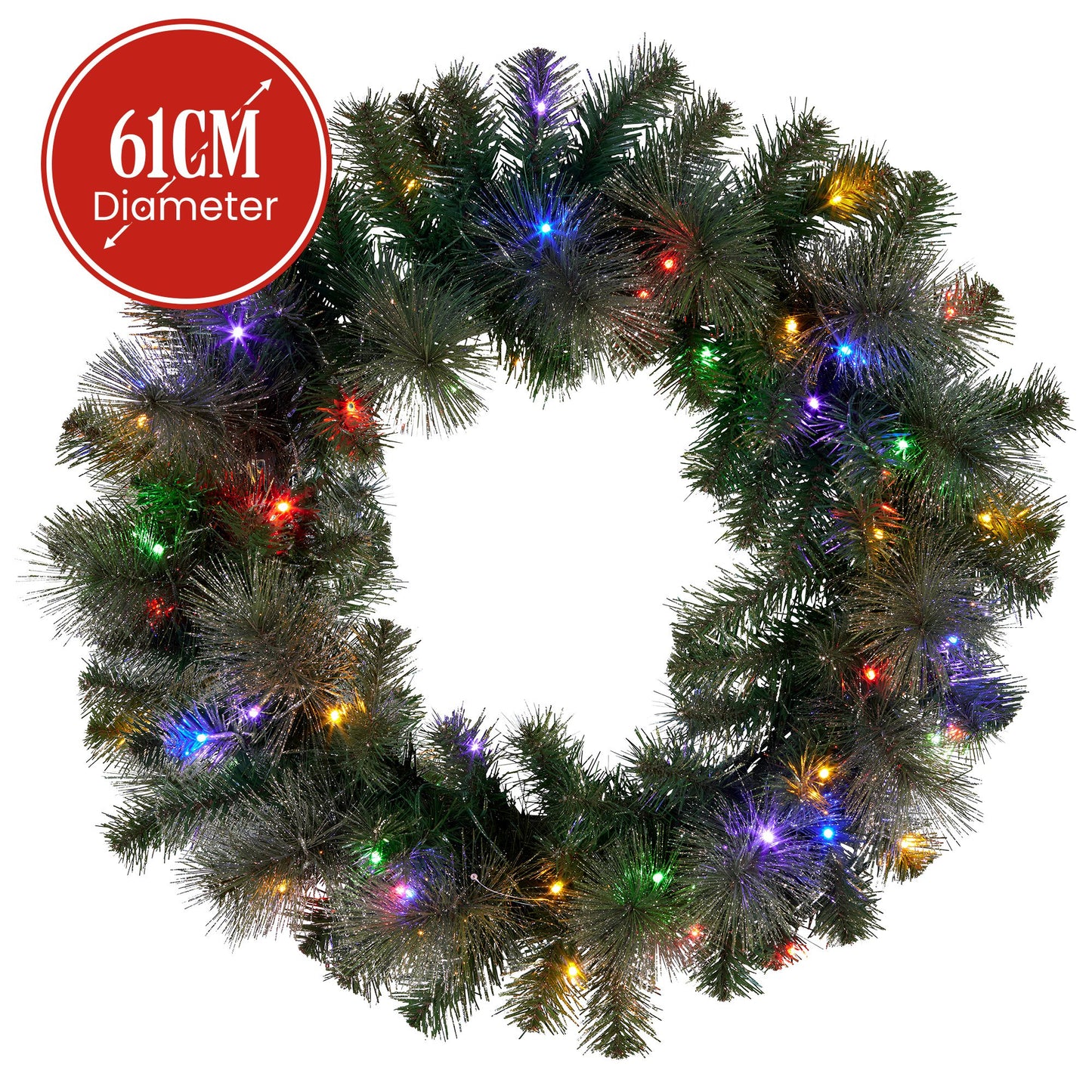 Christabelle 61cm Battery-operated Christmas Wreath Glittery Gold Pine