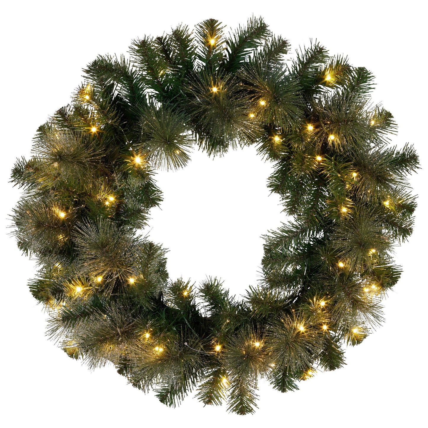 Christabelle 61cm Battery-operated Christmas Wreath Glittery Gold Pine