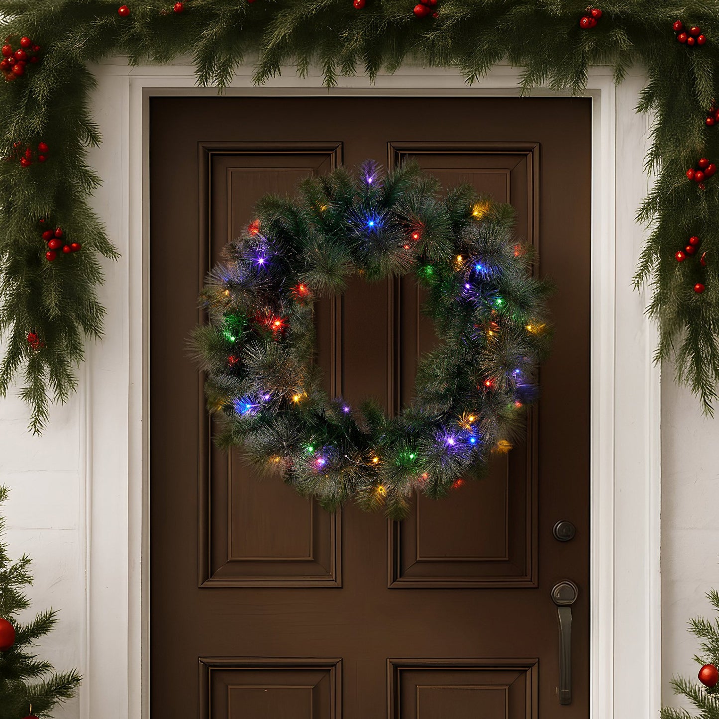 Christabelle 61cm Battery-operated Christmas Wreath Glittery Gold Pine