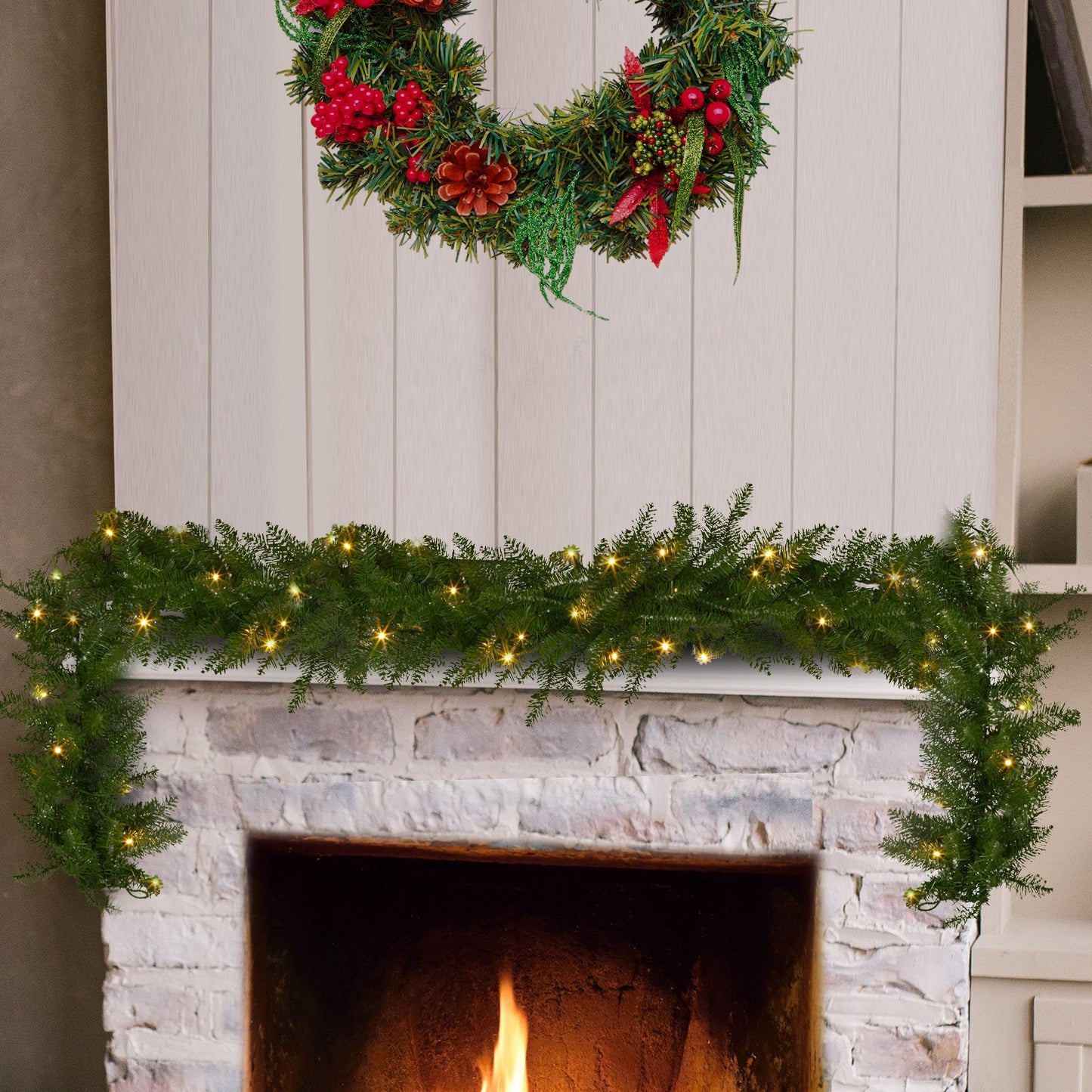 National Tree Company 274cm Dunhill Shimmer Fir Pre-lit Christmas Garland