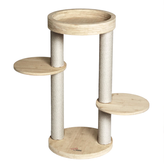 Whisker Wonderland Premium Eco Bamboo Cat Tree Small - Natural Bamboo Structure, Safe & Stable, Multi-Functional Cat Furniture, Climbing & Scratching
