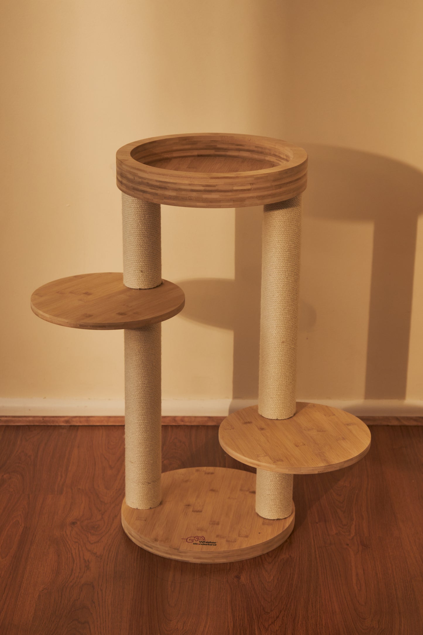 Whisker Wonderland Premium Eco Bamboo Cat Tree Small - Natural Bamboo Structure, Safe & Stable, Multi-Functional Cat Furniture, Climbing & Scratching