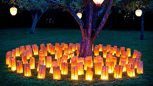 100 Pack White Happy Birthday Luminary Paper Candle Tea Light Lantern Bags Garden Anniversary Birthday Night Decorations Evening Party