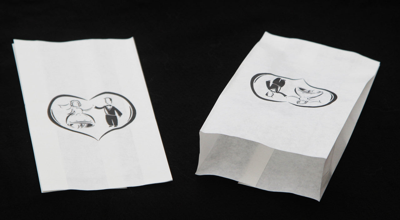 150 Pack Wedding Cake Bags Greaseproof Wax Paper Slice Take Home Favour Bride Groom in Heart