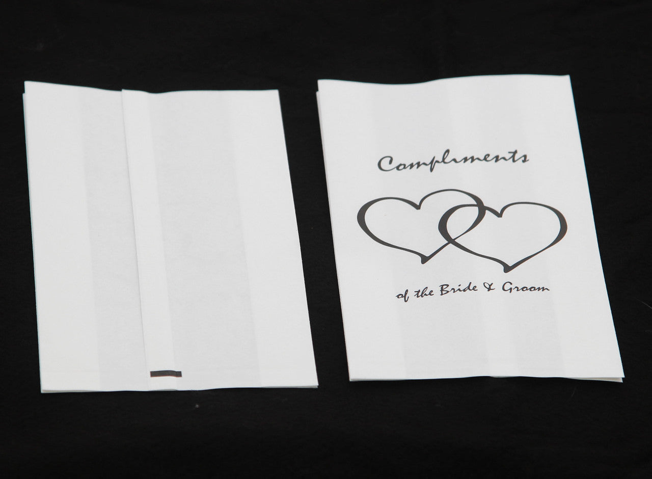 50 Pack Wedding Cake Bags Greaseproof Wax Paper Slice Take Home Favour Heart n Message