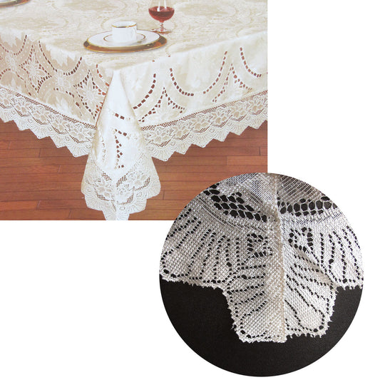 Chapel Gate Sophia Cream Jacquard Cutwork Lace Tablecloth 180 x 270 cm