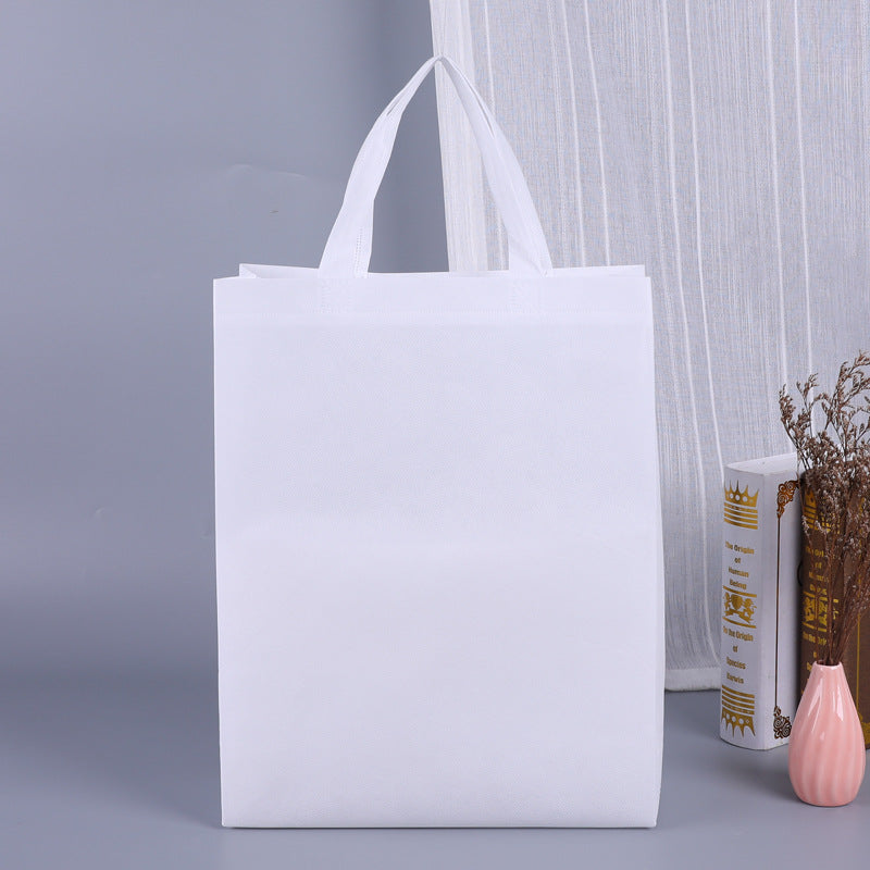 100PCS Reusable Non Woven Shopping Bags Eco Friendly Washable Tote Bags White - 41X35X12CM