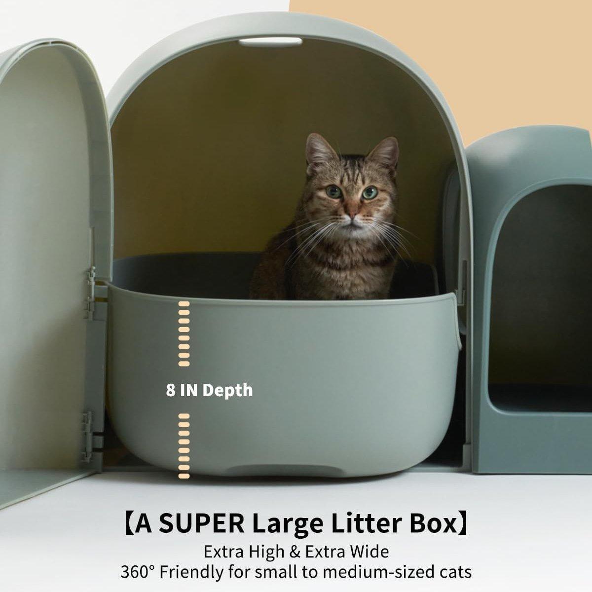 Fully Enclosed Cat Litter Box Large Small Deodorant Anti-Splash Sand Tray Toilet - White