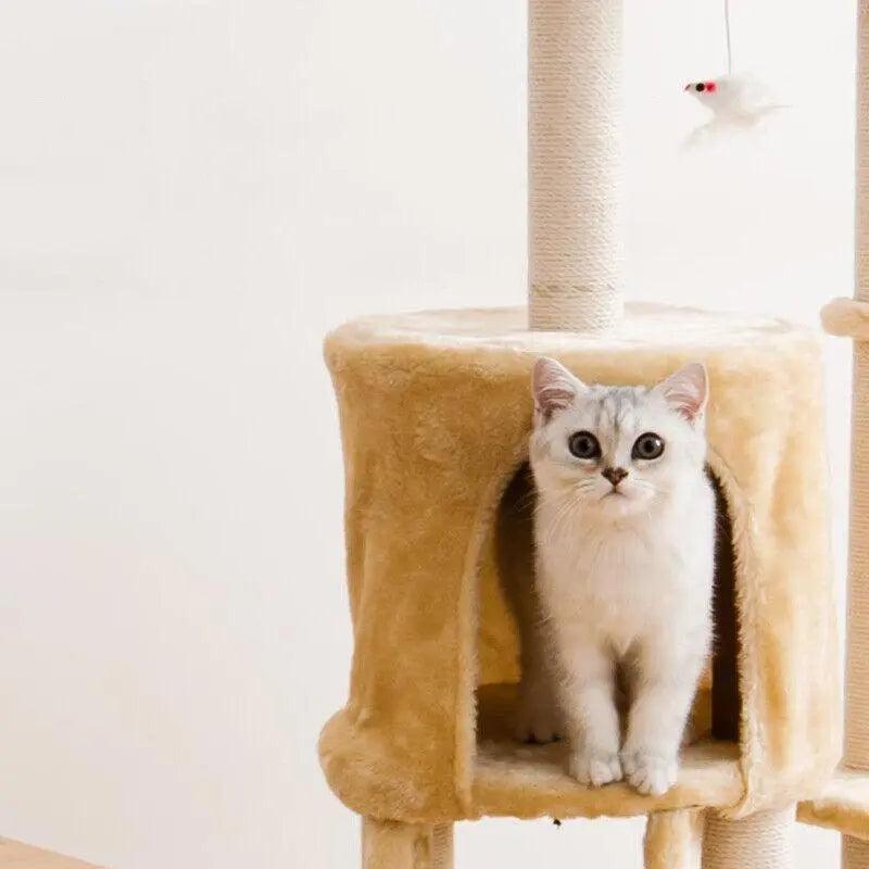 Cat Tree Scratching Post Gym House Condo Scratcher Furniture Tower - Grey-Black