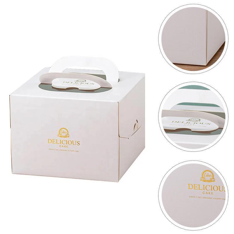 30PCS White Portable Cake Boxes Display Window Packing Case Party with Handle Birthday - 8 inch
