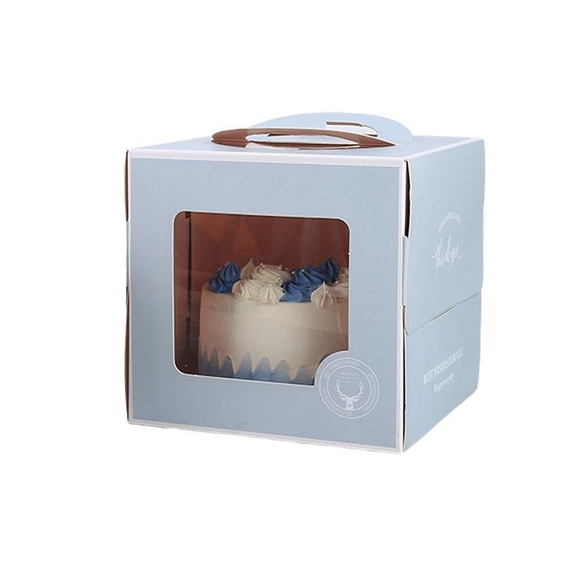30PCS Grey Portable Cake Boxes Display Window Packing Case with Handle Birthday - 8 inch