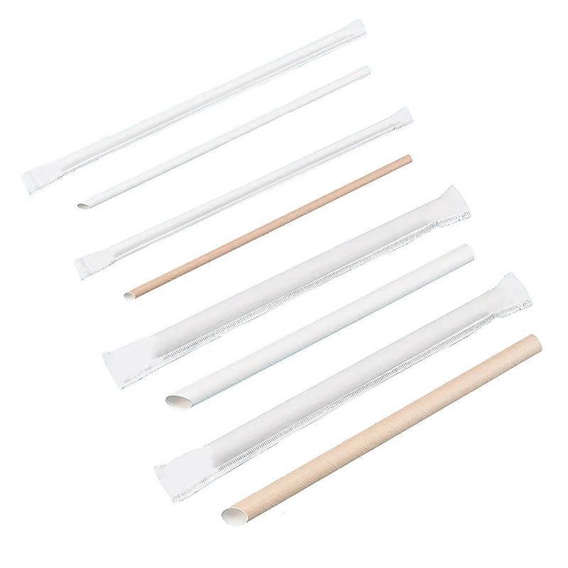 1000-2000pcs Colourful Paper Drinking Straws FOIL Metallic Party - White-6*230mm 2000PCS