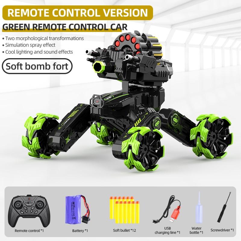 Remote Control Car with Soft Bomb - Four-wheel Battle Blooming Tire Spray - Blue