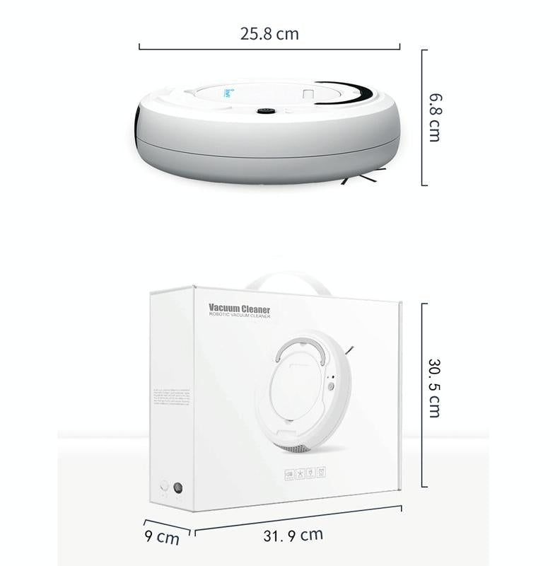 Smart 3-in-1 Robot Vacuum with Wet / Dry Mopping - Rechargeable & Auto Cleaning - Black - White