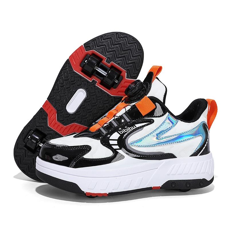 29 Size Children's Two-wheeled Roller Skating Shoes - Xf18 Black - 39
