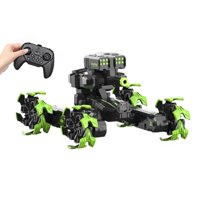 Remote Control Water Bomb Car - Four-wheel Battle Blooming Tire Spray - Blue