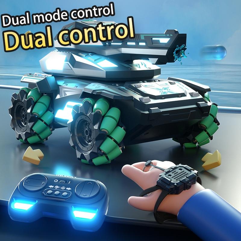 Stunt Water Bomb Battle Armor Rc Car - 2.4g Dual Control - Blue - Dual Control