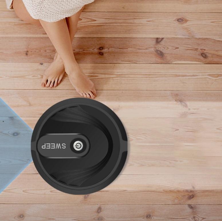 Efficient Household Hair Cleaner - Smart Sweeping Robot - Black