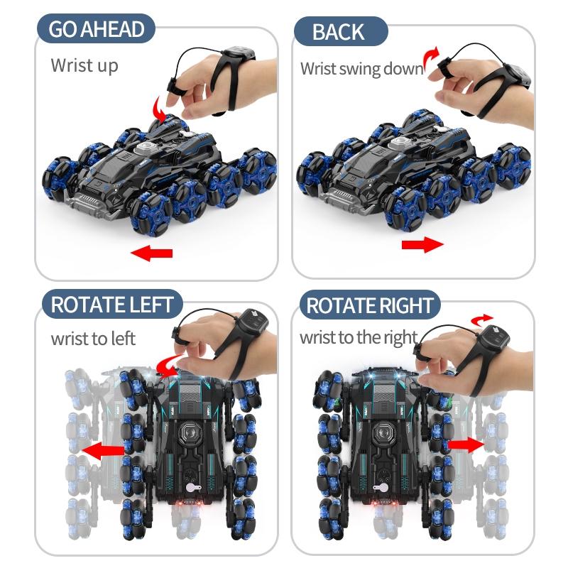 Stunt Drift Remote Control Car - Single Control Eight Wheels - Green