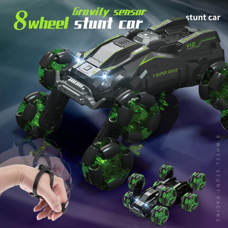Stunt Drift Remote Control Car - Single Control Eight Wheels - Green