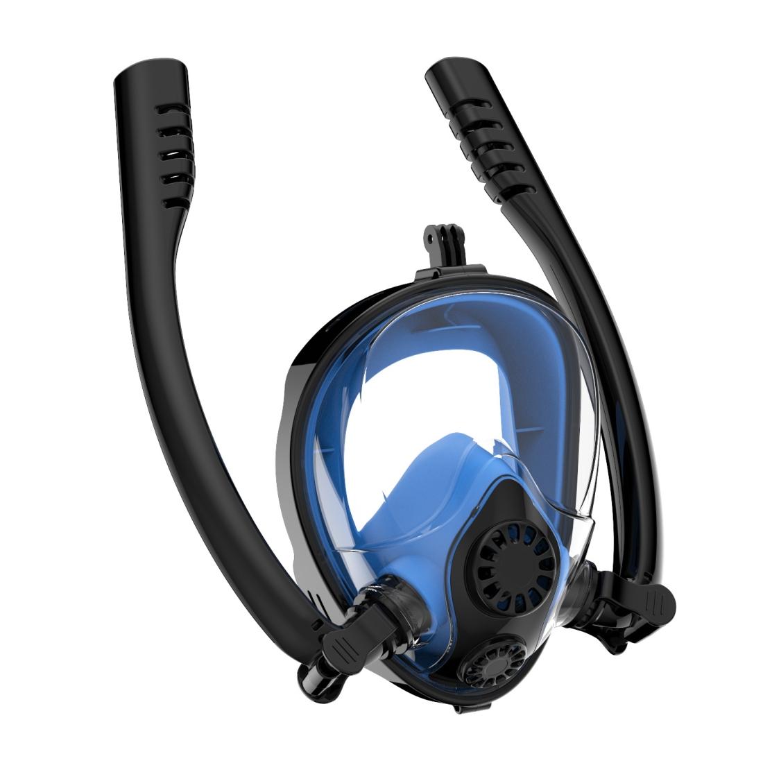 Full Dry Silicone Diving Mask for Water Sports and Gopro Hero11 - White Blue