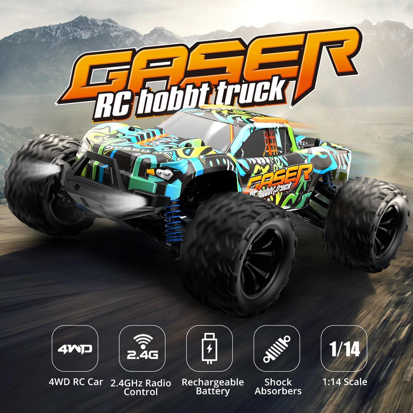 High Speed 4wd Rc Car - 1 14 Scale - Graffiti Blue