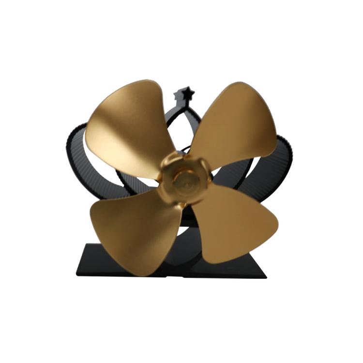 High Temperature 4-blade Heat Powered Stove Fan for Fireplaces - Black