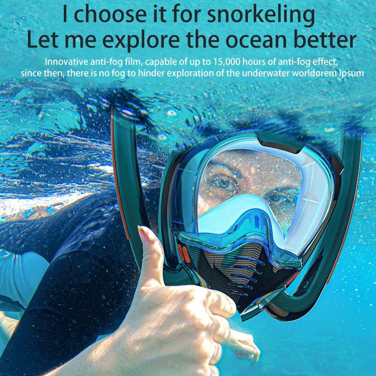 Full Dry Silicone Snorkel Mask for Adults - Double Tube Size l / Xl - Black/Blue