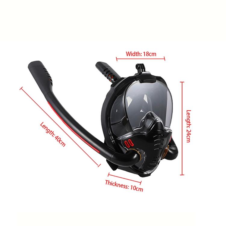 Full Dry Silicone Snorkel Mask for Adults - Double Tube Size l / Xl - Black/Blue
