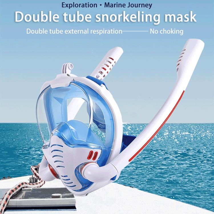 Full Dry Silicone Snorkel Mask for Adults - Double Tube Size l / Xl - Black/Blue