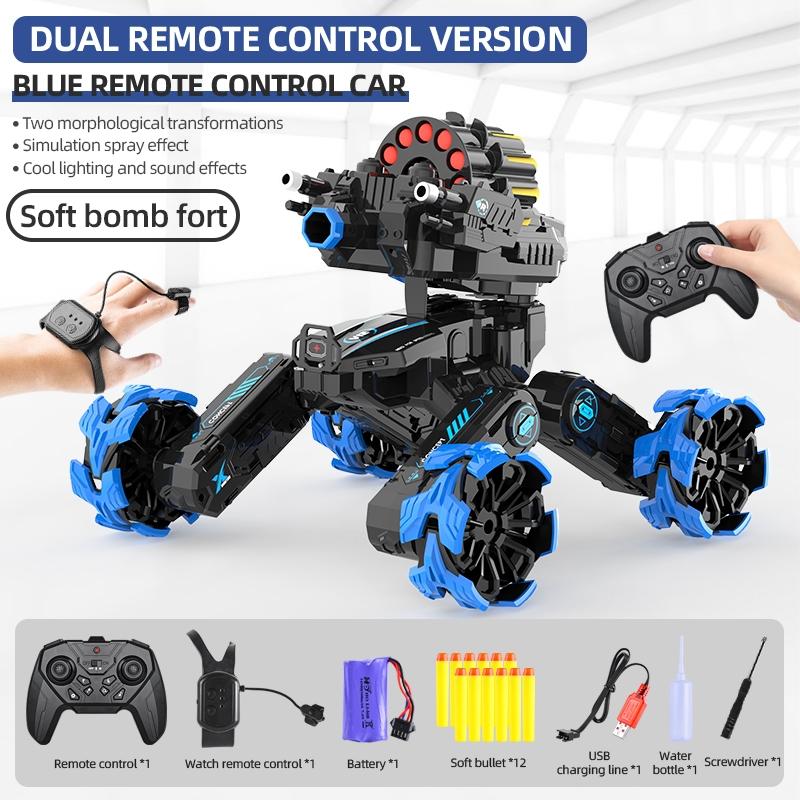 Remote Control Car - Dual Control Soft Bomb - Four-wheel Battle Blooming Tire Spray - Green