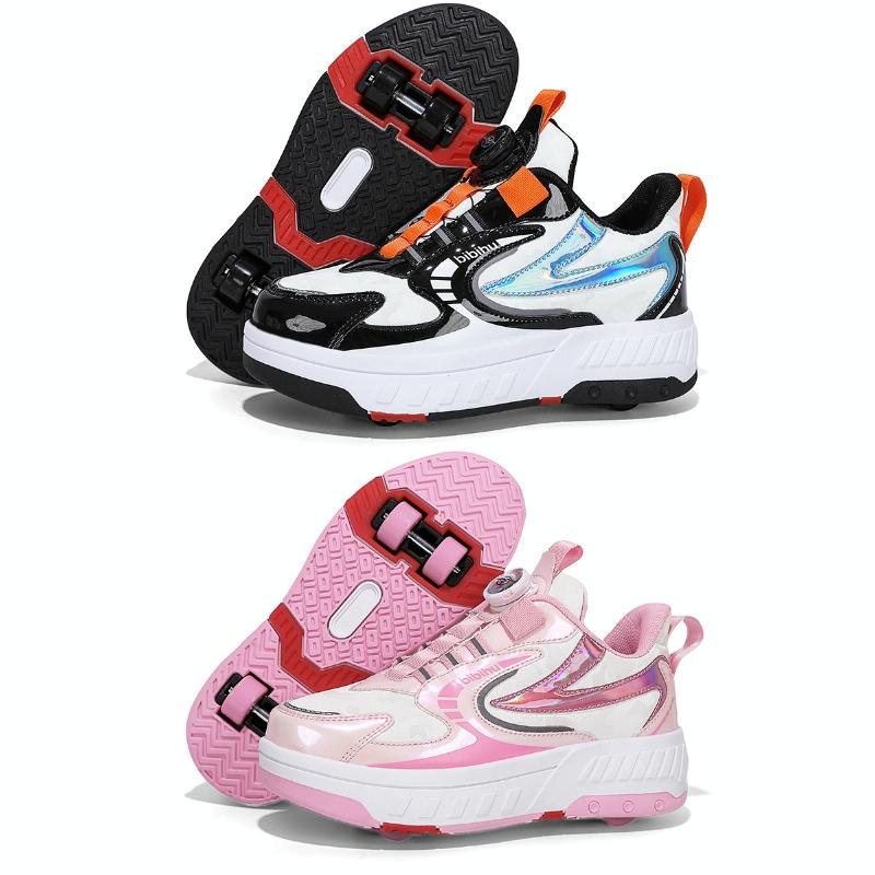 29 Size Children's Two-wheeled Roller Skating Shoes - Xf18 Pink - 33