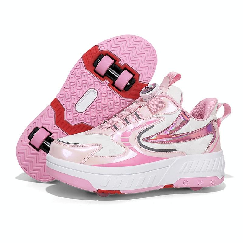 29 Size Children's Two-wheeled Roller Skating Shoes - Xf18 Pink - 33