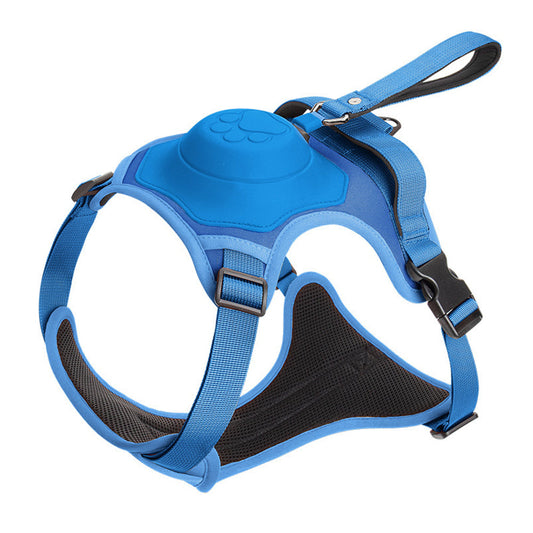 Vibe Geeks Ultimate 2-in-1 Reflective No-pull Dog Harness with Retractable Leash and Control Handle - Blue - Xl