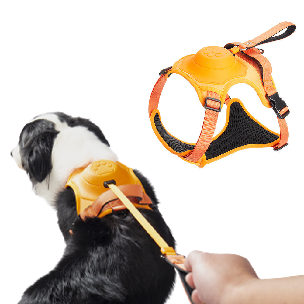 Vibe Geeks Ultimate 2-in-1 Reflective No-pull Dog Harness with Retractable Leash and Control Handle - Blue - Xl