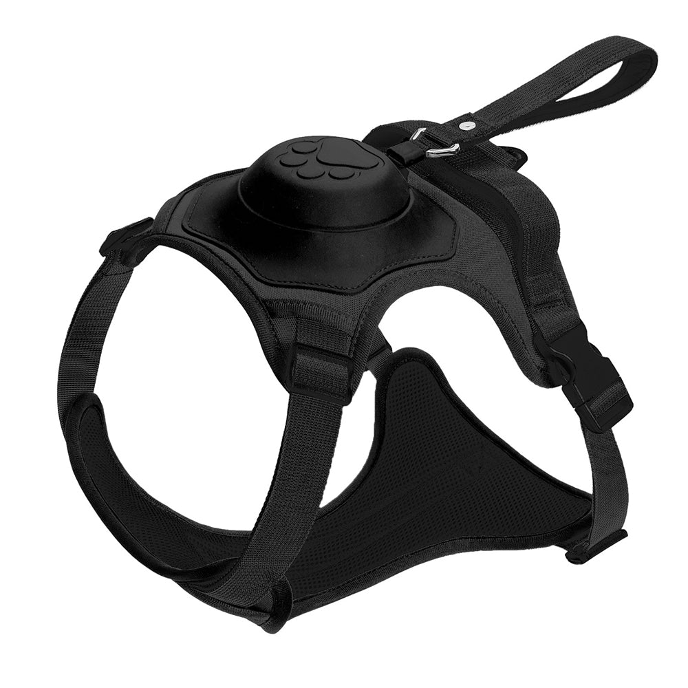 Vibe Geeks Ultimate 2-in-1 Reflective No-pull Dog Harness with Retractable Leash and Control Handle - Orange - Xl