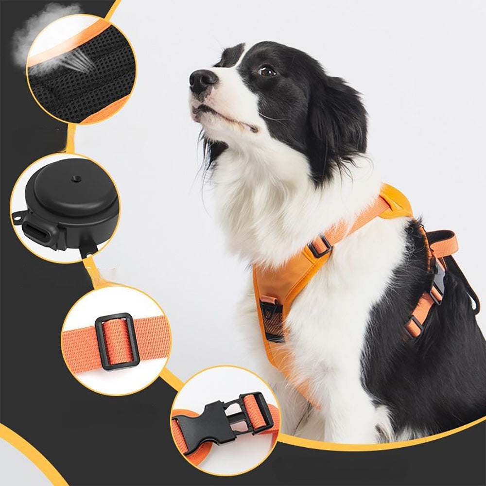 Vibe Geeks Ultimate 2-in-1 Reflective No-pull Dog Harness with Retractable Leash and Control Handle - Orange - Xl