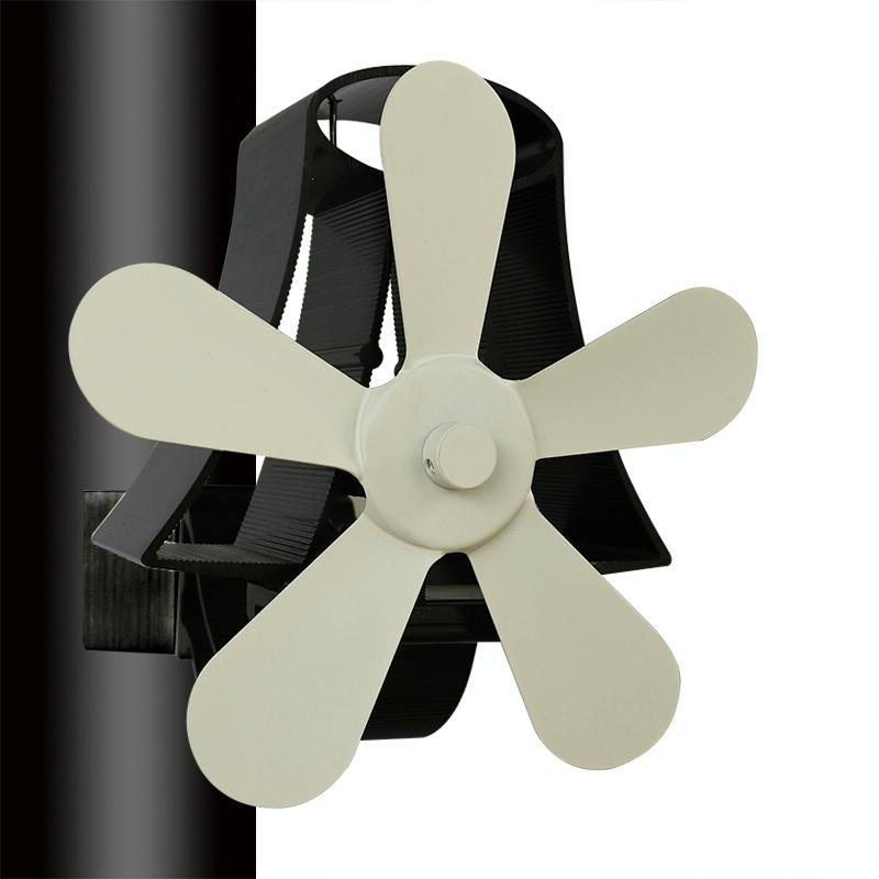 High Temp 5-blade Heat Powered Stove Fan for Fireplaces - Grey